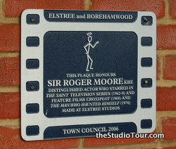 Roger Moore plaque outside the studio, February 2009