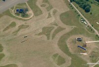 Leavesden Studios backlot with two exterior partial sets (from Windows Live Local)