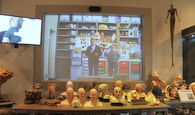 22 - Nick Dudman and Warwick Davis appear on screen to tell you about make-up and animatronic effects (c) theStudioTour.com April 2012 - click to enlarge A Selection from Warner Bros Studio Tour - April 2012 - 22 - Nick Dudman and Warwick Davis appear on screen to tell you about make-up and animatronic effects (c) theStudioTour.com April 2012