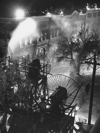 From LIFE Magazine - Wind and Snow machines on the set of Its A Wonderful Life