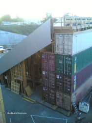 Mission Impossible 3 - In Production - 2 - The supports for the set are shipping containers - solid, reasonably priced, reusable. Universal Studios Hollywood, September 11 2005 (c) theStudioTour.com