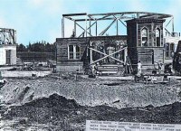So Goes My Love - In Production - 2 - A northern view of the Maxim home from So Goes My Love (later to become the Munsters house) being assembled on the backlot. April 1950)