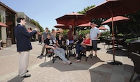 2 - The tour begins outside the Studio Coffee Shop, where your Guide covers the history of the studio. - click to enlarge VIP Tour Official Photos - 2 - The tour begins outside the Studio Coffee Shop, where your Guide covers the history of the studio.