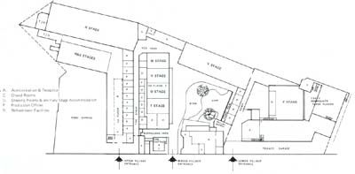 Plan of the proposed facilities, from 1979 advert from American Cinematographer - Click to enlarge Plan of the proposed facilities, from 1979 advert from American Cinematographer