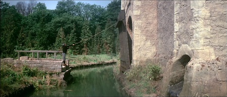 Still from The Pink Panther Strikes Again showing stuntman doubling for Peter Sellers on the backlot at Shepperton - Click to enlarge Still from The Pink Panther Strikes Again showing stuntman doubling for Peter Sellers on the backlot at Shepperton