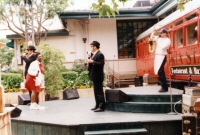 The Blues Brothers Stage with the Victoria Station restaurant as a backdrop. Photo by yeoh_ts, May 1995 - June 2006