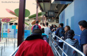 Queueing to enter the auditorium, April 2007