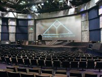The Terminator 2:3D Stage with the working lights on (photo &copy; Universal Studios Hollywood)