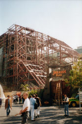 Jurassic Park main show building under construction, 1996 (photo courtesy of Simon Carroll) Click to enlarge Jurassic Park main show building under construction, 1996 (photo courtesy of Simon Carroll)