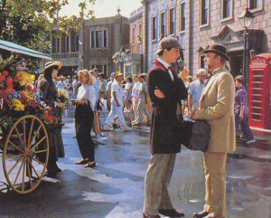 Sherlock Holmes and Doctor Watson pictured on the Upper Lot in 1990 (photo from Universal Studios Hollywood Guide, 1990)- Click to enlarge Sherlock Holmes and Doctor Watson pictured on the Upper Lot in 1990 (photo from Universal Studios Hollywood Guide, 1990)