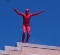 Daredevil leaps from the top of the E.T. soundstage (photo by Phillip Donnelly, 25 April 2003)