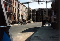 9 - The residential side of Brownstone Street pictured around 1984, showing the grid framework from Streets of Fire above the sets. From http://www.bobbergen.com/universaltour.htm - click to enlarge 9 - The residential side of Brownstone Street pictured around 1984, showing the grid framework from Streets of Fire above the sets. From http://www.bobbergen.com/universaltour.htm