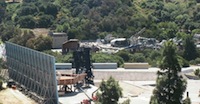 403 - Ark and water tanks under construction at Falls Lake for Evan Almighty in the foreground with War of the Worlds in the background. Photo taken from the top of Curious George parking structure by Erin and Christian (June 2006) - click to enlarge 403 - Ark and water tanks under construction at Falls Lake for Evan Almighty in the foreground with War of the Worlds in the background. Photo taken from the top of Curious George parking structure by Erin and Christian (June 2006)
