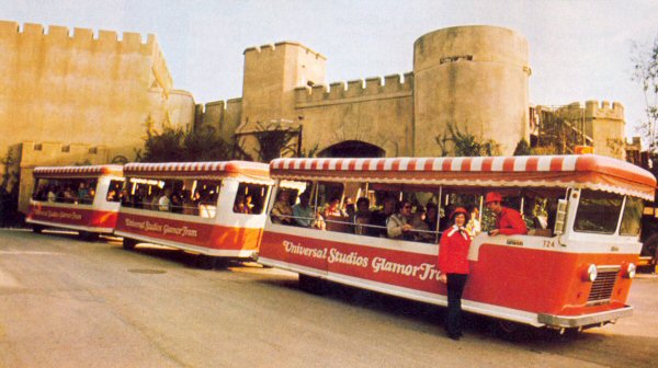 Tram driving past Tower of London set