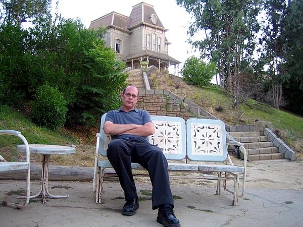 John Murdy in the shadow of the Psycho House