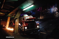 21 - The truck smashes into the pillar and explodes, April 2008 - click to enlarge 21 - The truck smashes into the pillar and explodes, April 2008