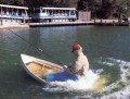 The shark's dragging the fishing boat under the water! Jump George, Jump! (from Inside Universal Studios, 1989) The shark's dragging the fishing boat under the water! Jump George, Jump! (from Inside Universal Studios, 1989)