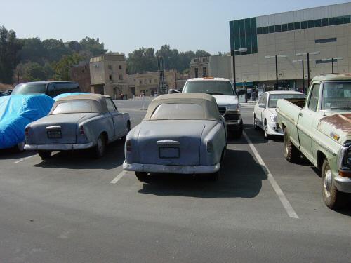 The Peugeot 403 in the transportation parking lot next to the Prop Warehouse