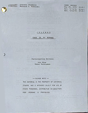Columbo Script front page
