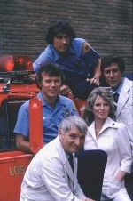Kevin Tighe, Bobby Troup, Randolph Mantooth, Julie London, Robert Fuller in Emergency, 1975. From IMDB.com