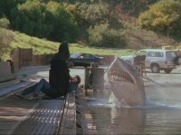 The climactic fight at Jaws Lake between Michael Knight (David Hasselhoff) and the phantom