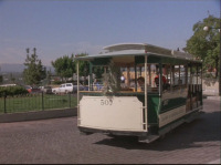 Trolley driving towards what are now the ticket booths.