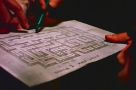 Still from DVD documentary - the Maze map built on Stage 1 at Elstree Studios