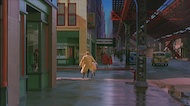 Dick Tracy on New York Street - 3 - Redressed New York Street extended with a great matte painting (still from DVD release)