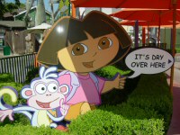 Dora the Explorer points the way to the dry relative safety of the Adventure Temple (September 2006)