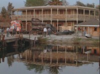 KITT races across the front of the hotel in 'Fright Knight' episode of Knight Rider, 1986. The dock can be seen at the left side of the photo - the Red Sea is just off camera to the left.