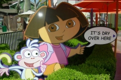 Dora the Explorer points the way to the dry relative safety of the Adventure Temple (September 2006)